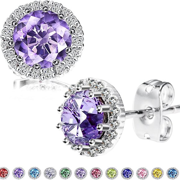New  Peridot/August  Birthstone Stud Earrings Set, Copper Plated Cubic Z… - Picture 14 of 16